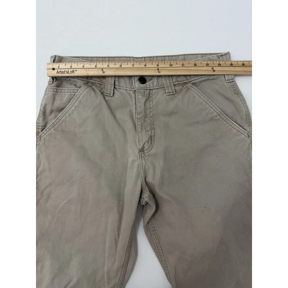 Carhartt Pants Mens 30x32 Khaki Relaxed Fit Canvas Carpenter Workwear B324 FDK